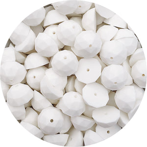 Snow White - 22mm Faceted Half Round Silicone Beads - 5 Beads