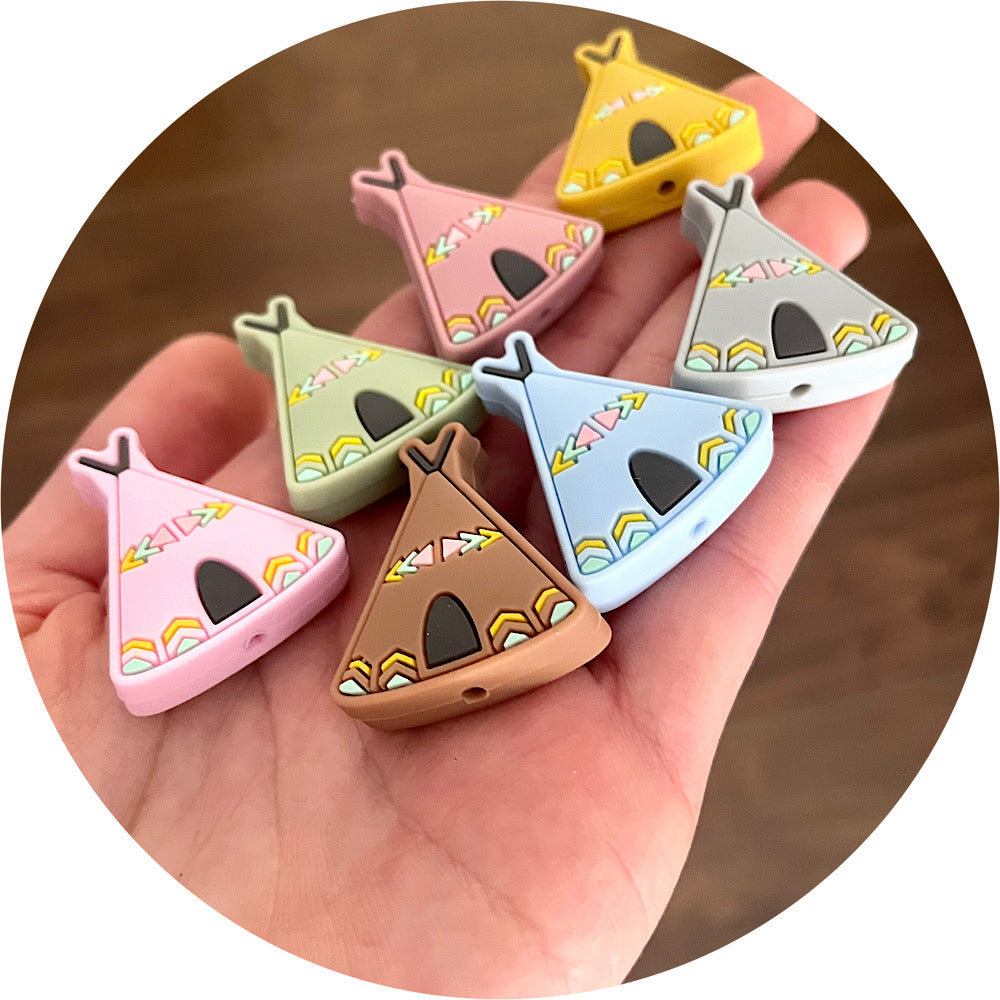 *CLEARANCE* Tipi/Teepee Silicone Focal Beads - Choose your colour - 10 beads