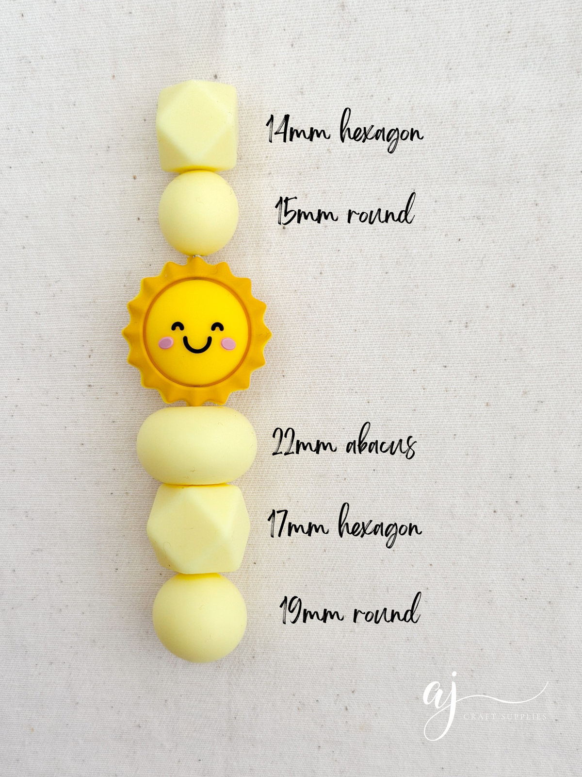 3D Sun Silicone Focal Beads - 2 beads