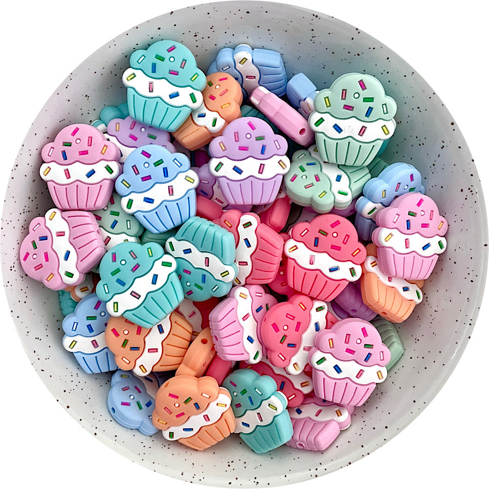 Cupcake Silicone Beads - CHOOSE YOUR COLOUR - 2 beads