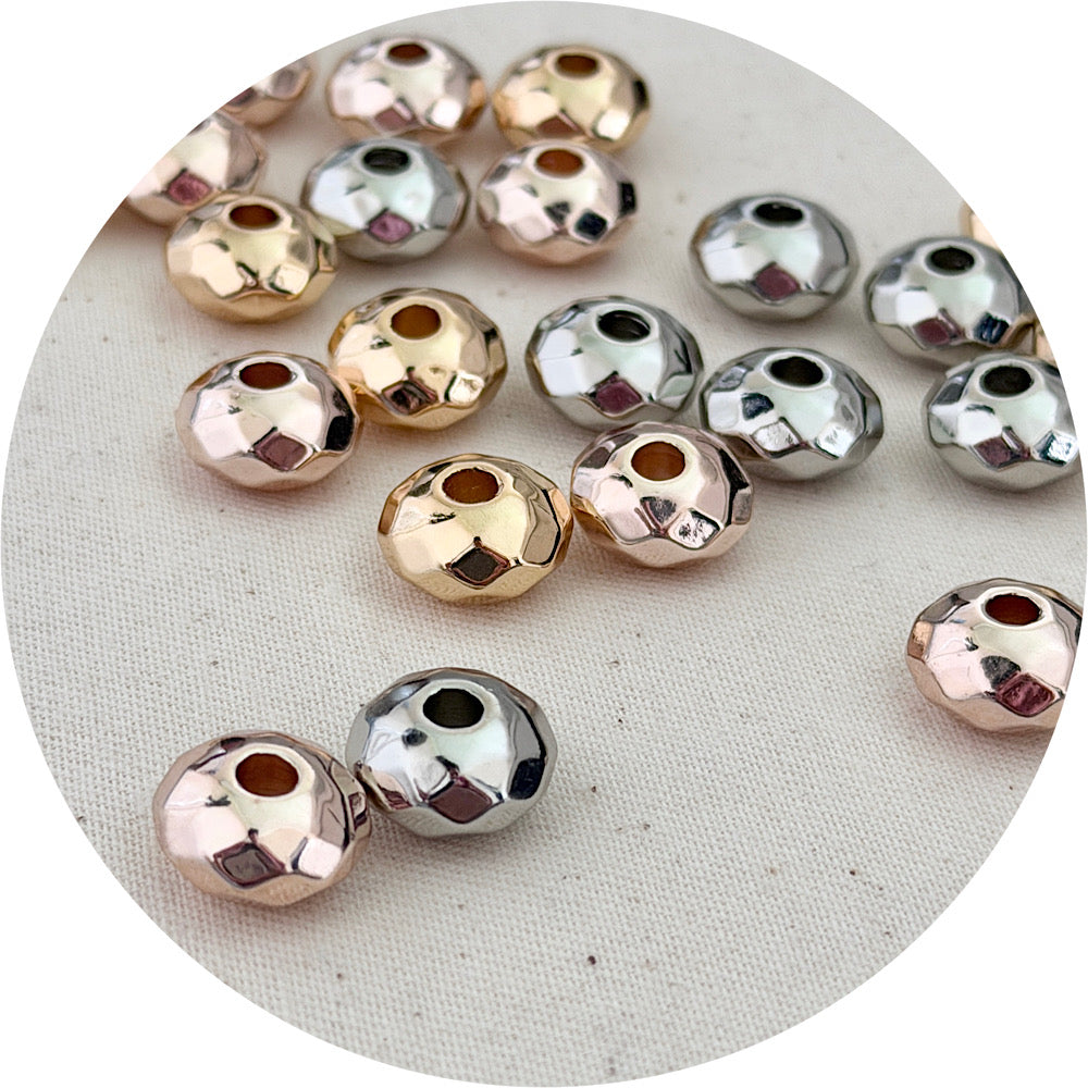 14mm Faceted Abacus Acrylic Beads - CHOOSE YOUR COLOUR - 5 Beads