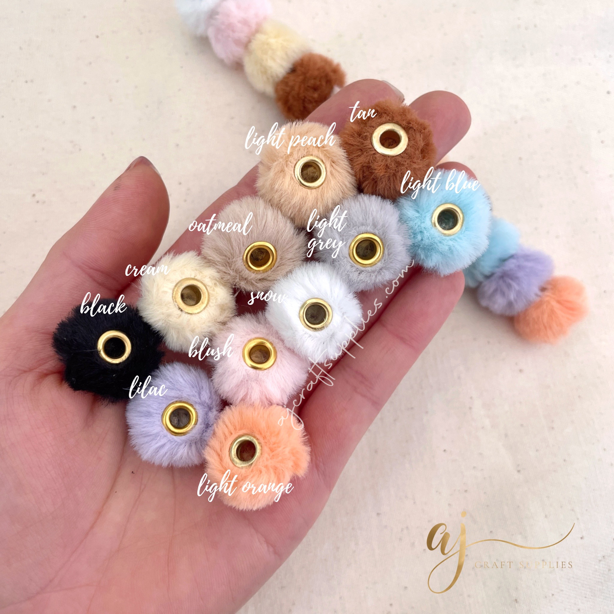 20mm Fluffy Pom Pom Beads (Large Hole)- CHOOSE YOUR COLOUR - 5 beads