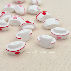 Nurse Hat Silicone 3D Focal Beads - CHOOSE YOUR COLOUR - 2 beads