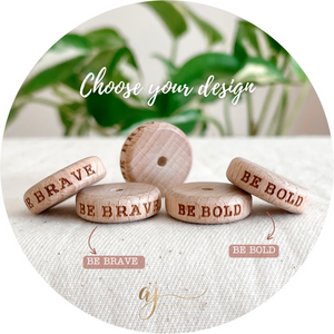 Beech Wood Engraved Beads (Be Brave / Be Bold) - 20mm Coin - Choose your Design - 5 Beads