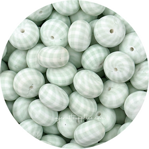 Seabreeze Gingham Print - 22mm abacus Silicone beads - 5 Beads
