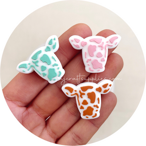 Spotted Cow/Cattle Head Silicone Beads - CHOOSE YOUR COLOUR - 2 beads