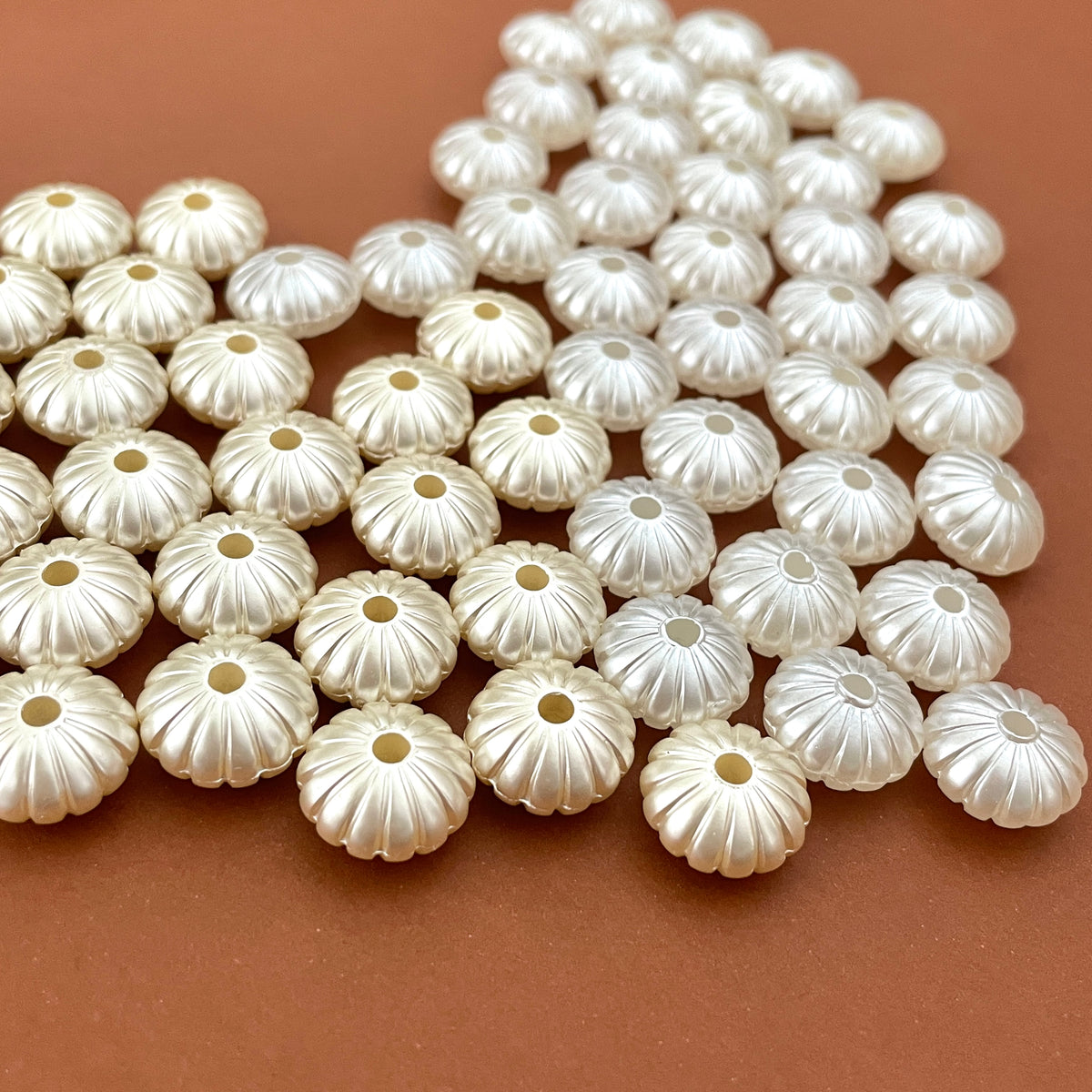 14mm Striped Saucer Pearl Acrylic Beads - Choose Your Colour - 5 Beads