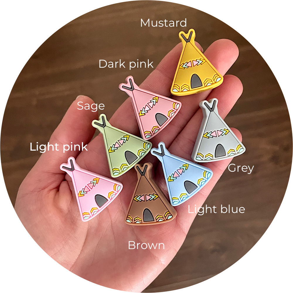 *CLEARANCE* Tipi/Teepee Silicone Focal Beads - Choose your colour - 10 beads