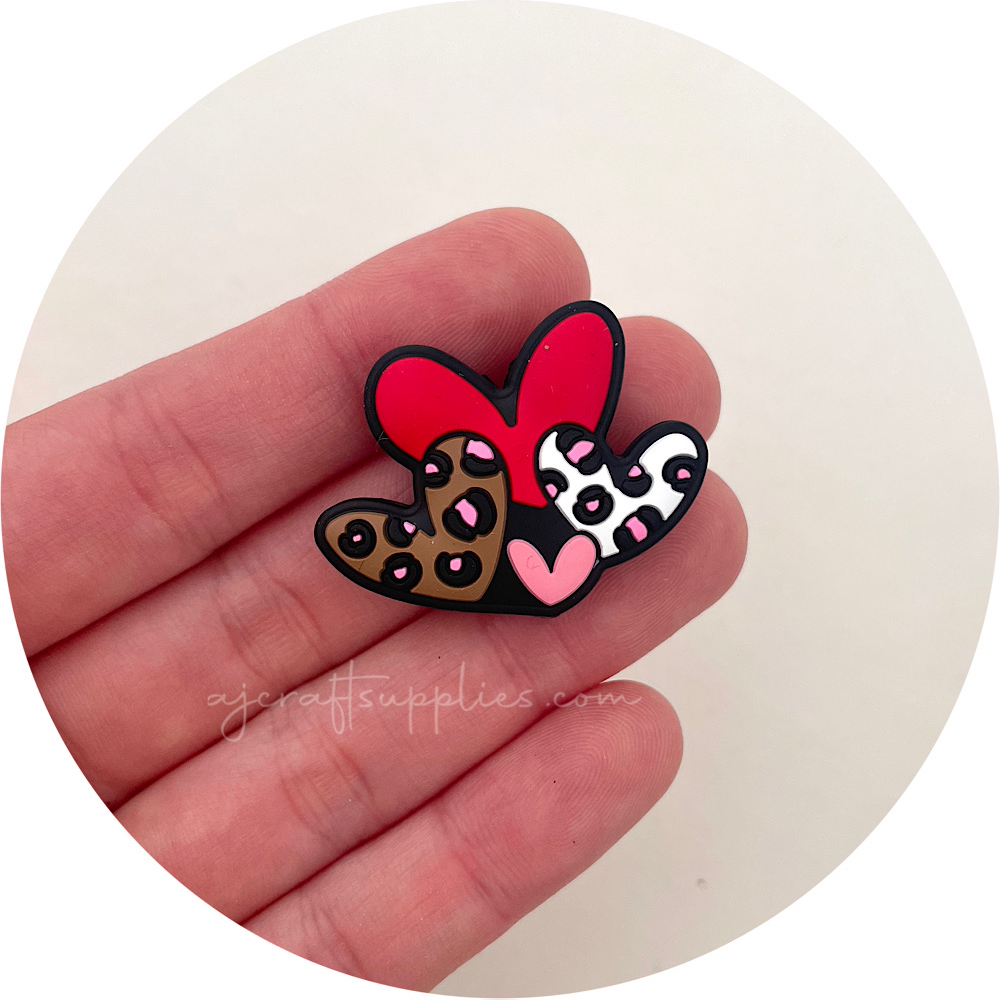 Love Hearts Cluster Silicone Beads - 2 beads