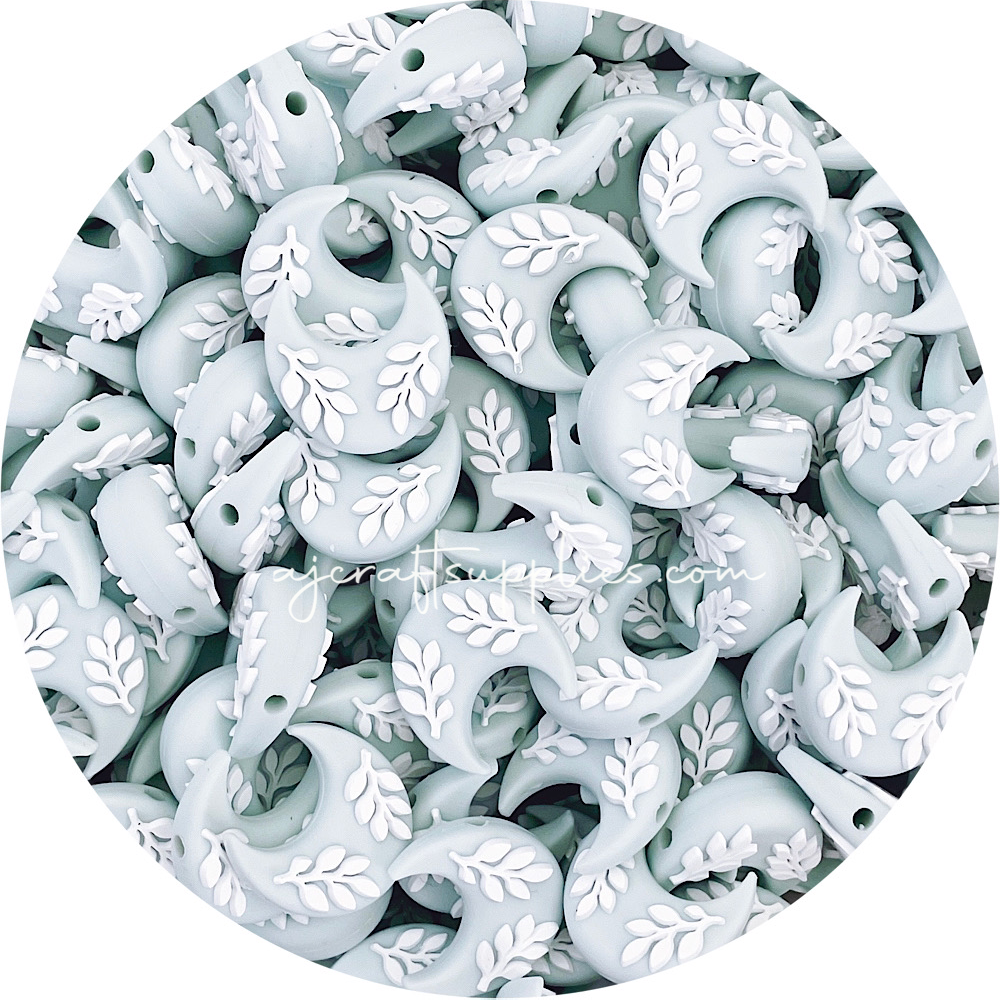 Leaf Crescent Moon Silicone Beads - CHOOSE YOUR COLOUR - 2 beads
