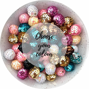 16mm Sequin Acrylic Beads - CHOOSE YOUR COLOUR - 5 beads