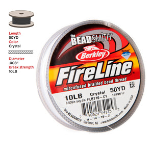 Berkley® FireLine® 10lb (0.2mm dia) Braided Bead Thread - Crystal - 50yd (45m)