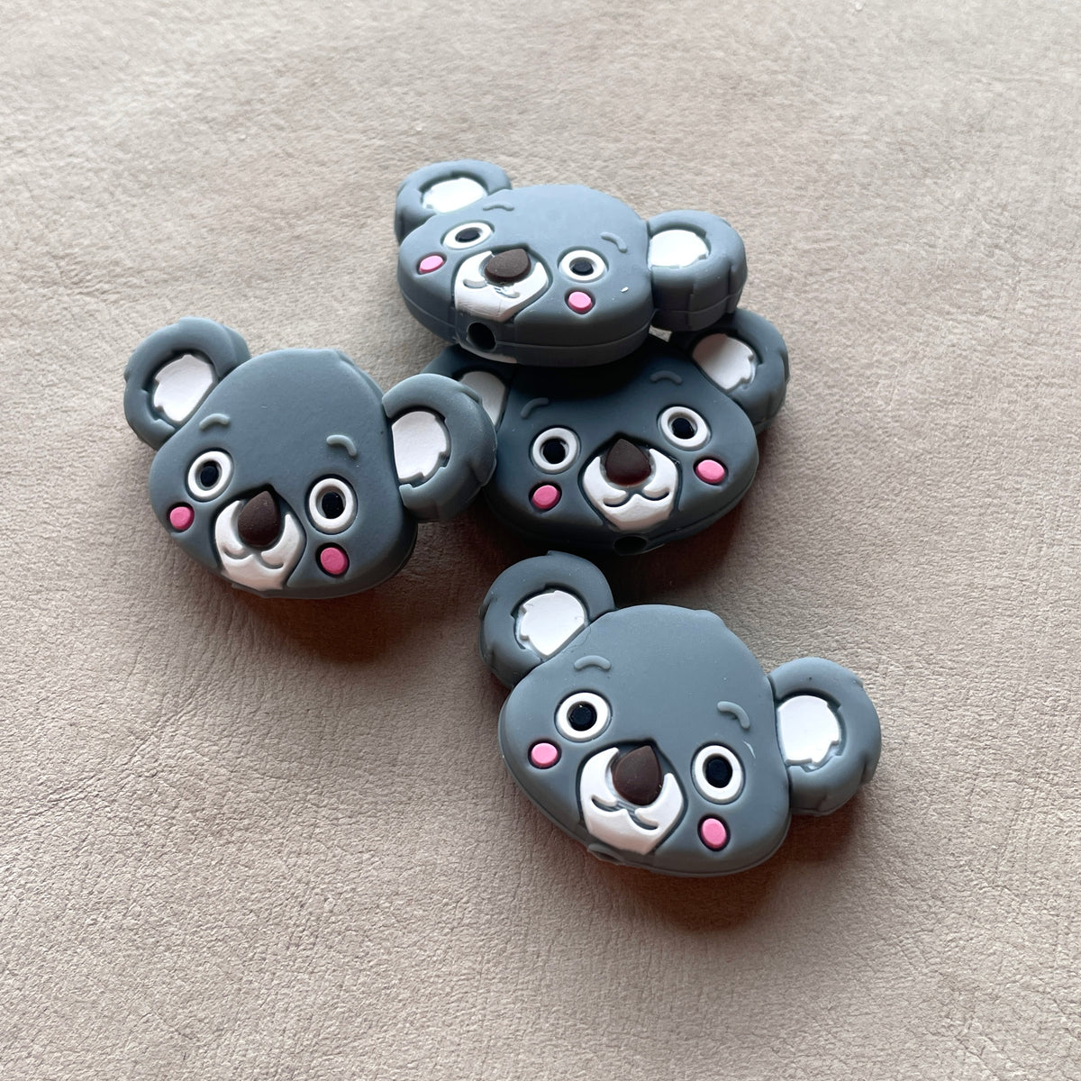 *CLEARANCE* Koala Head Silicone Beads - Dark Grey - 10 beads