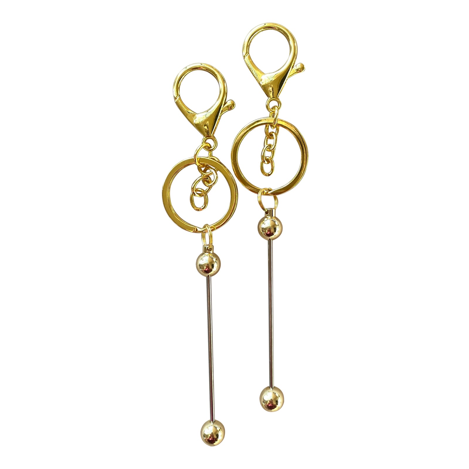 *SALE* Beadable Bar Keyring Blanks - YELLOW GOLD - Each
