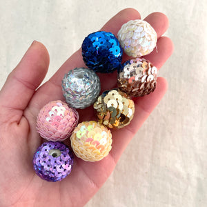 20mm Sequin Acrylic Beads - CHOOSE YOUR COLOUR - 5 beads