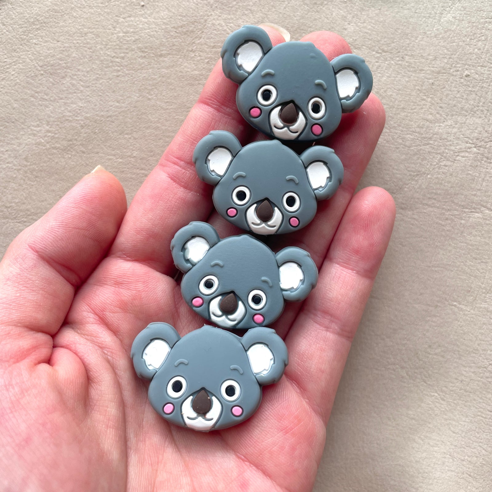 *CLEARANCE* Koala Head Silicone Beads - Dark Grey - 10 beads
