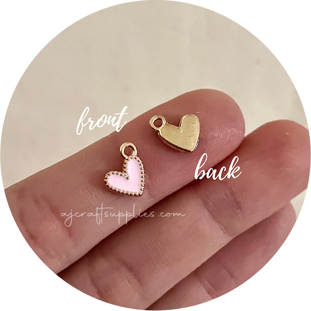 10mm Little Love Heart Enamel Metal Charms - 10 pcs