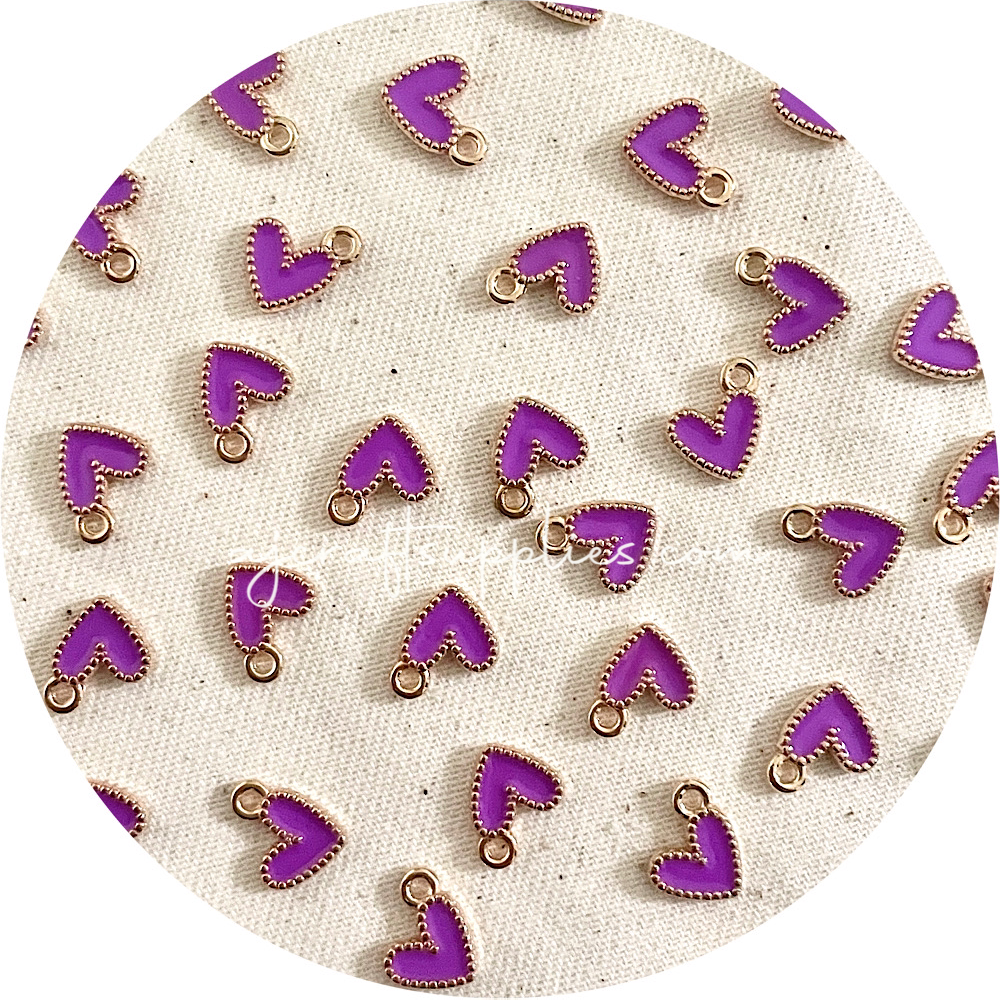 10mm Little Love Heart Enamel Metal Charms - 10 pcs