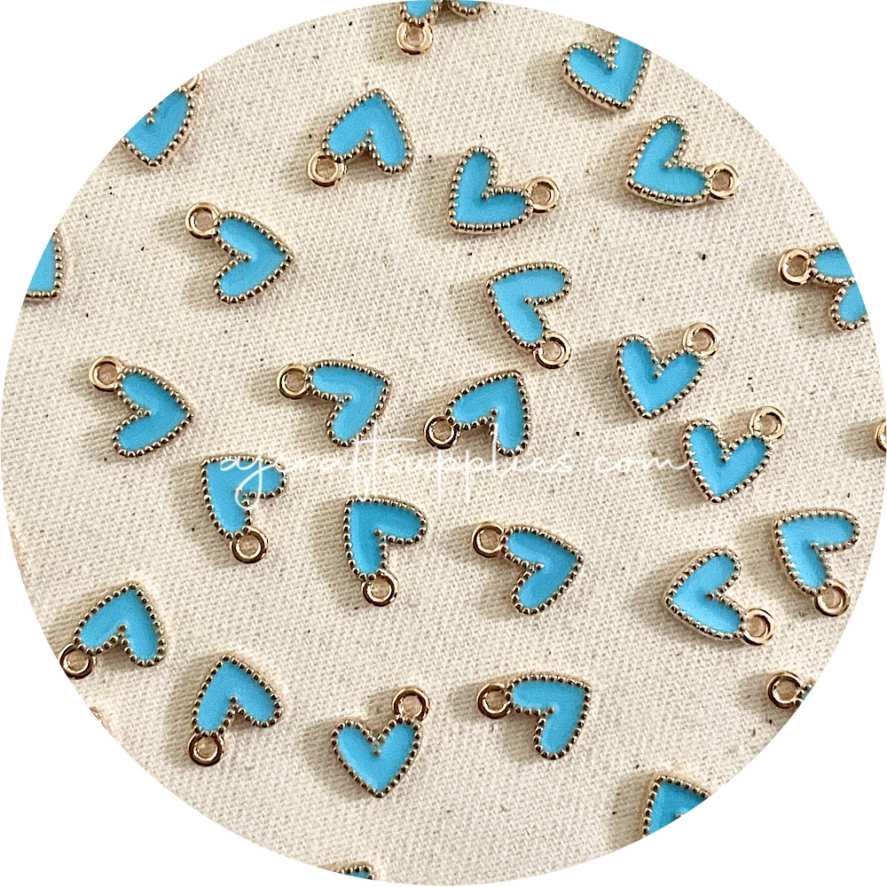 10mm Little Love Heart Enamel Metal Charms - 10 pcs
