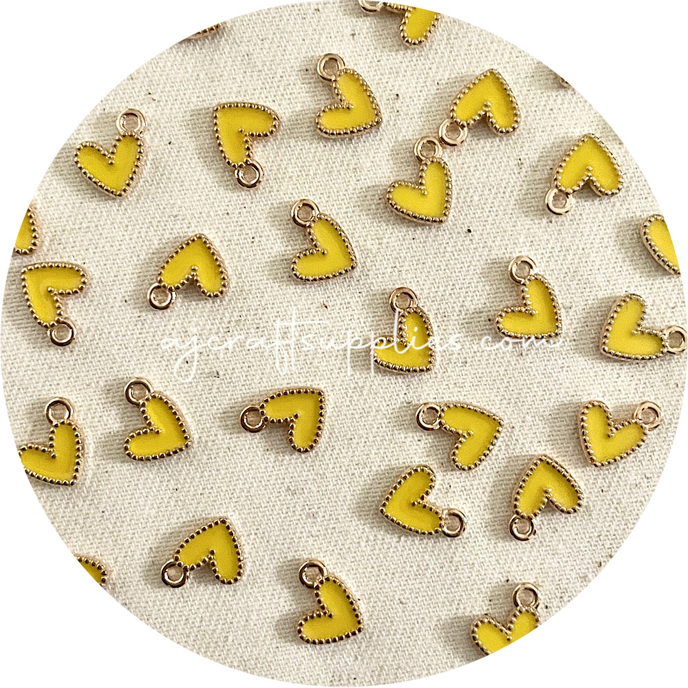 10mm Little Love Heart Enamel Metal Charms - 10 pcs