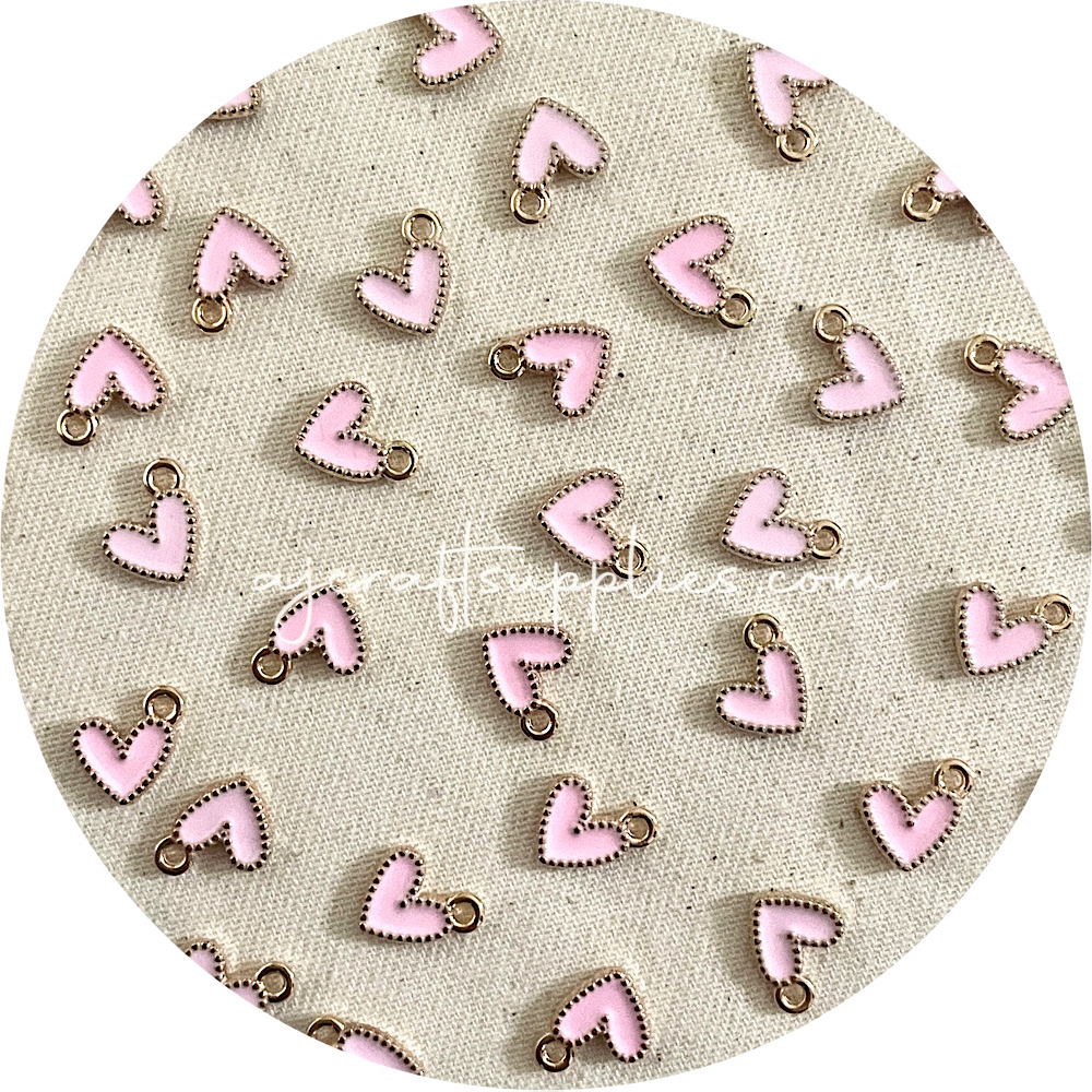 10mm Little Love Heart Enamel Metal Charms - 10 pcs
