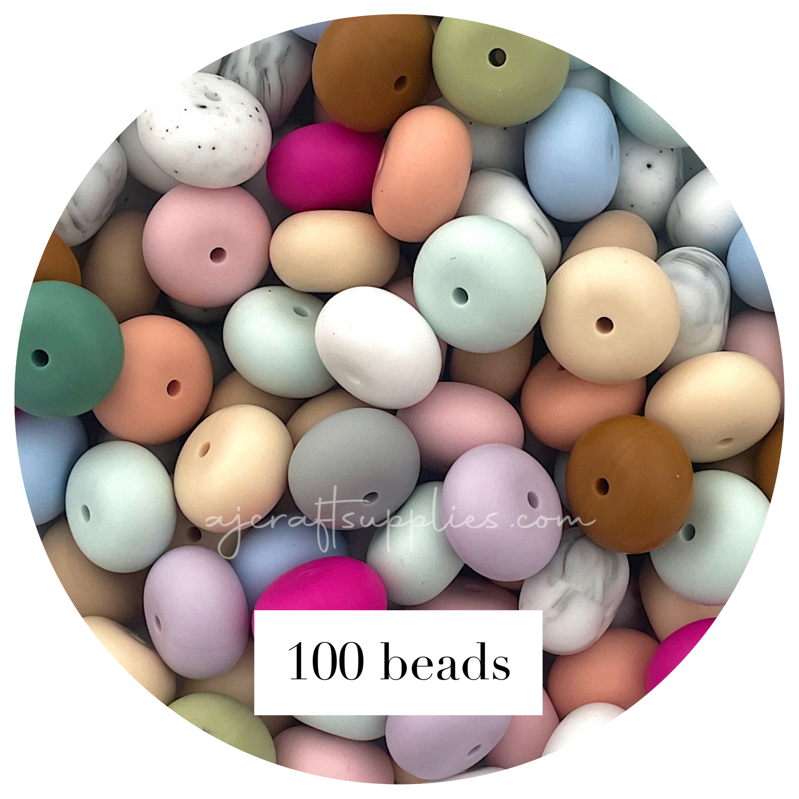 BULK Grab Bag - 19mm abacus Silicone Beads - 100 beads