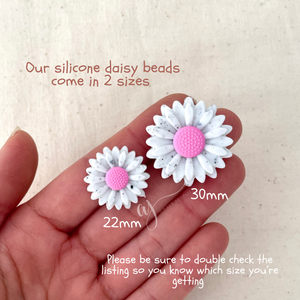 Marigold Speckled - 30mm Large Daisy Silicone Beads - 2 beads