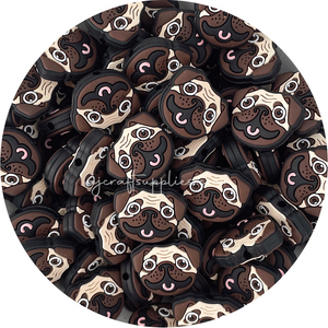 Rosie the Pug Silicone Focal Beads - 2 beads