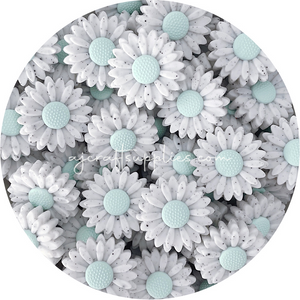 Seabreeze Speckled - 30mm Large Daisy Silicone Beads - 2 beads