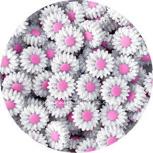 Bubblegum Pink Speckled - 22mm Mini Daisy Silicone Beads - 2 beads