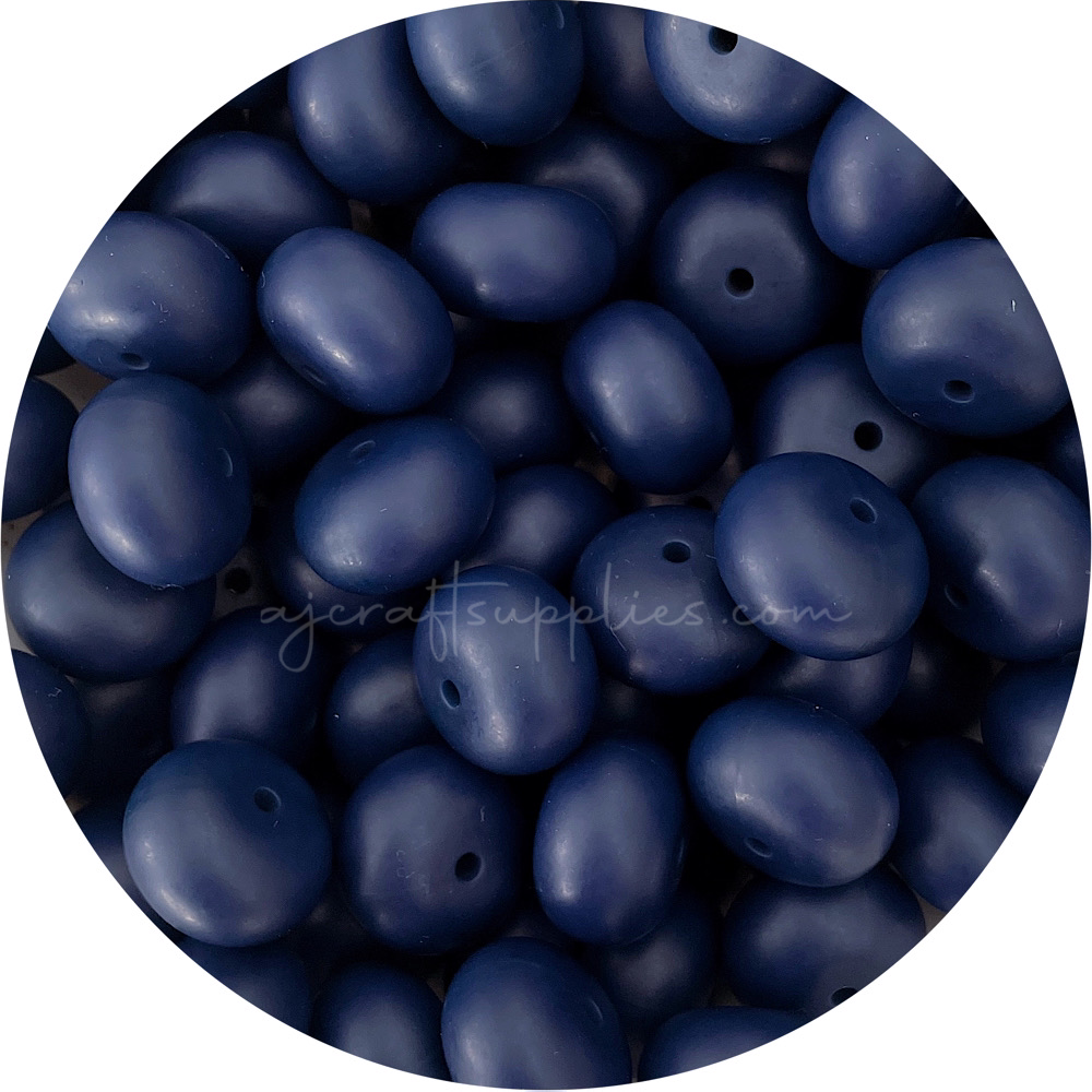 Midnight Blue - 22mm Abacus Silicone Beads - 5 Beads