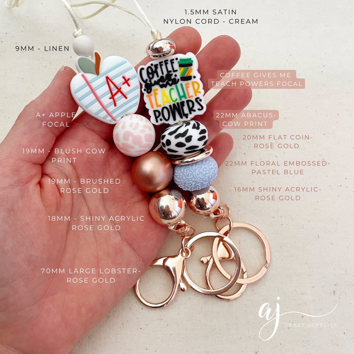 A+ Apple Teacher Silicone Beads - 2 beads