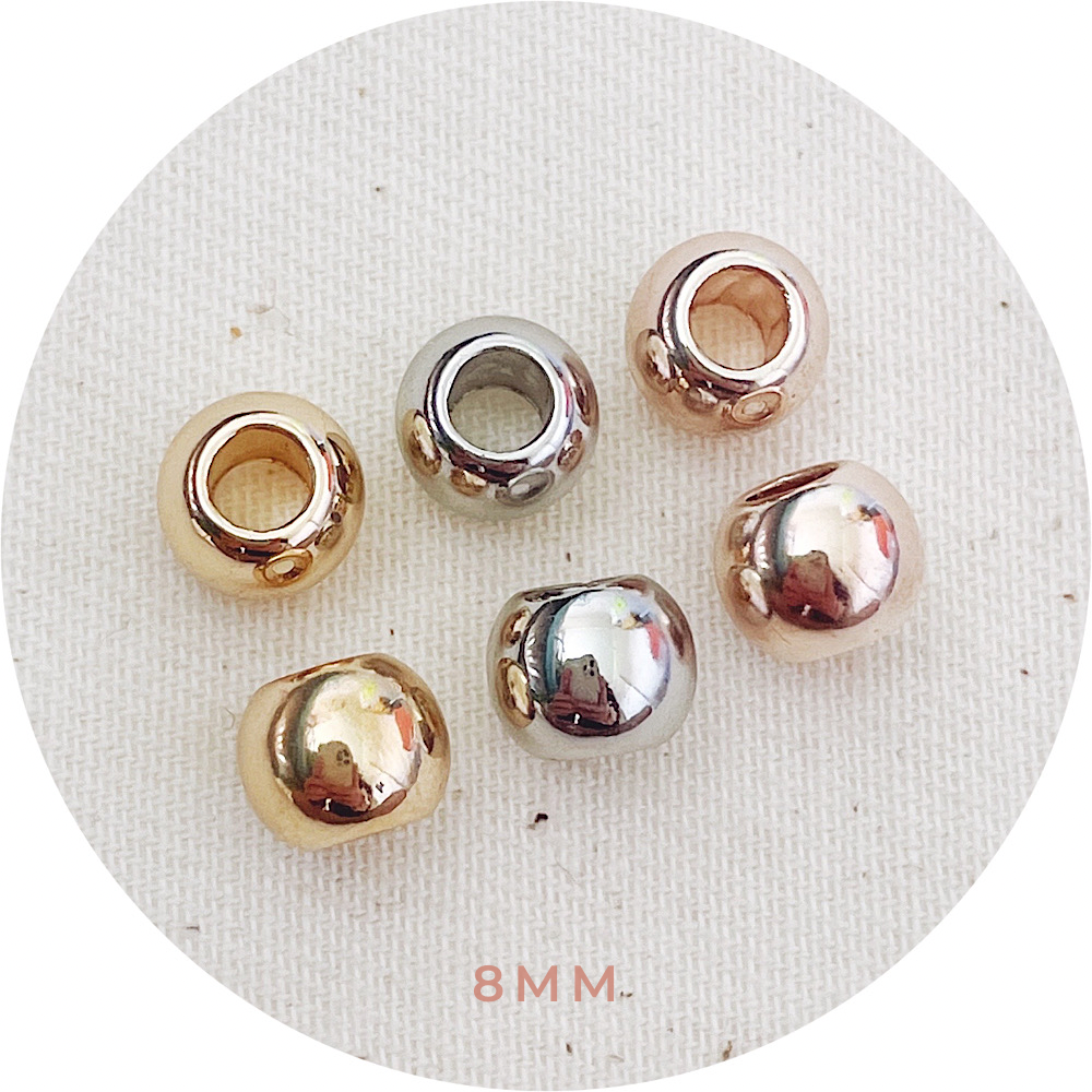 8mm Round Acrylic Beads (Large Hole) - CHOOSE YOUR COLOUR - 5 Beads