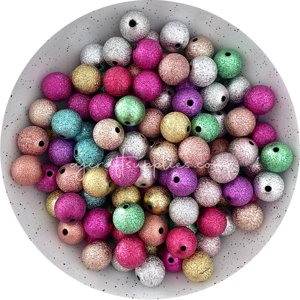 16mm Stardust Round Acrylic Beads - Mixed - 20 Beads