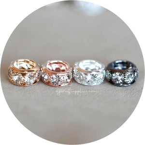 12mm Rhinestone Metal Spacer Beads - CHOOSE YOUR COLOUR - 5 Beads