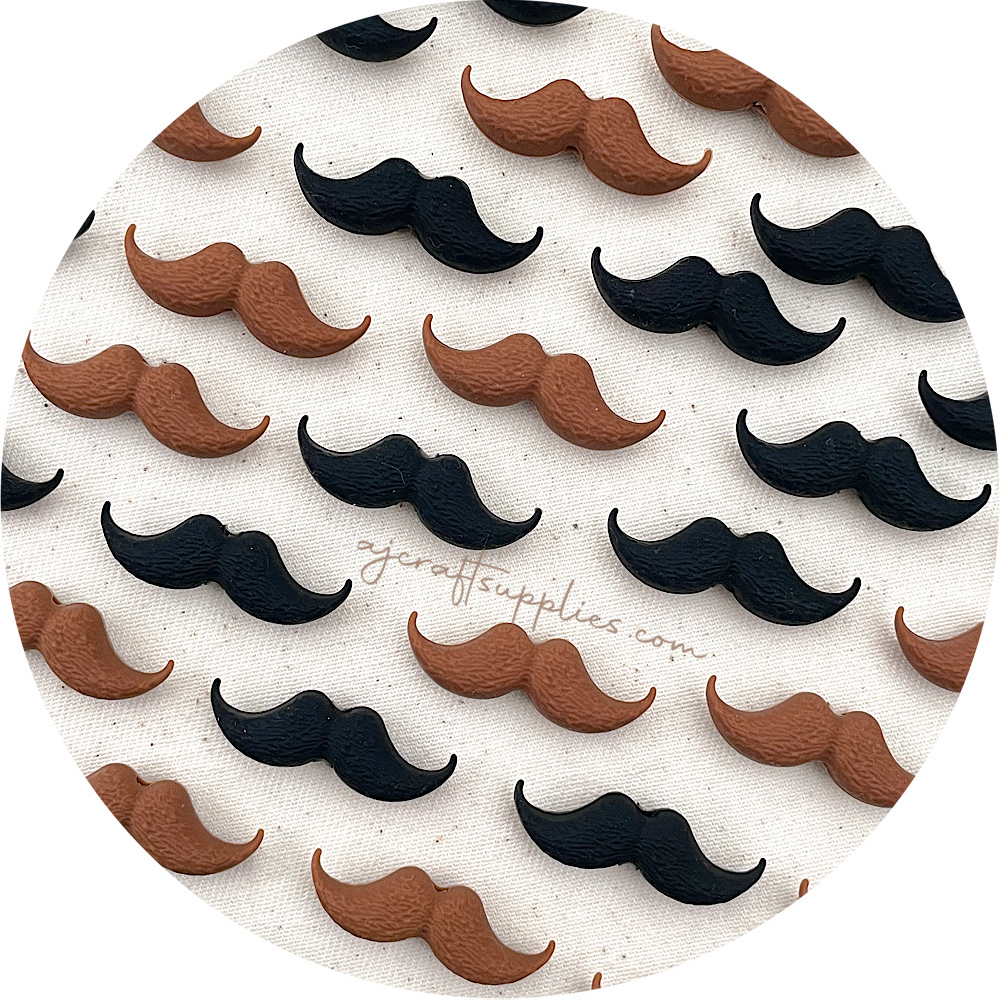 3D Moustache (Mo) Silicone Focal Beads - CHOOSE YOUR COLOUR - 2 beads
