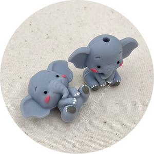 3D Elephant Silicone Beads - 2 beads