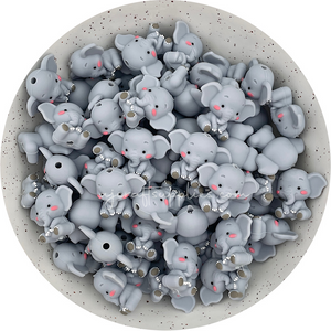 3D Elephant Silicone Beads - 2 beads