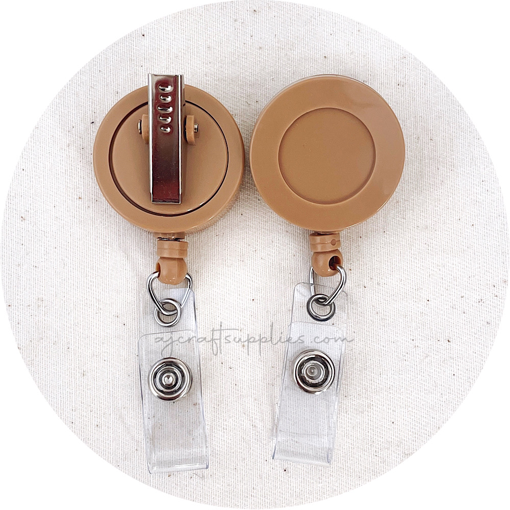 Retractable Badge Reel with Rotating Alligator Clip - Tan - Each