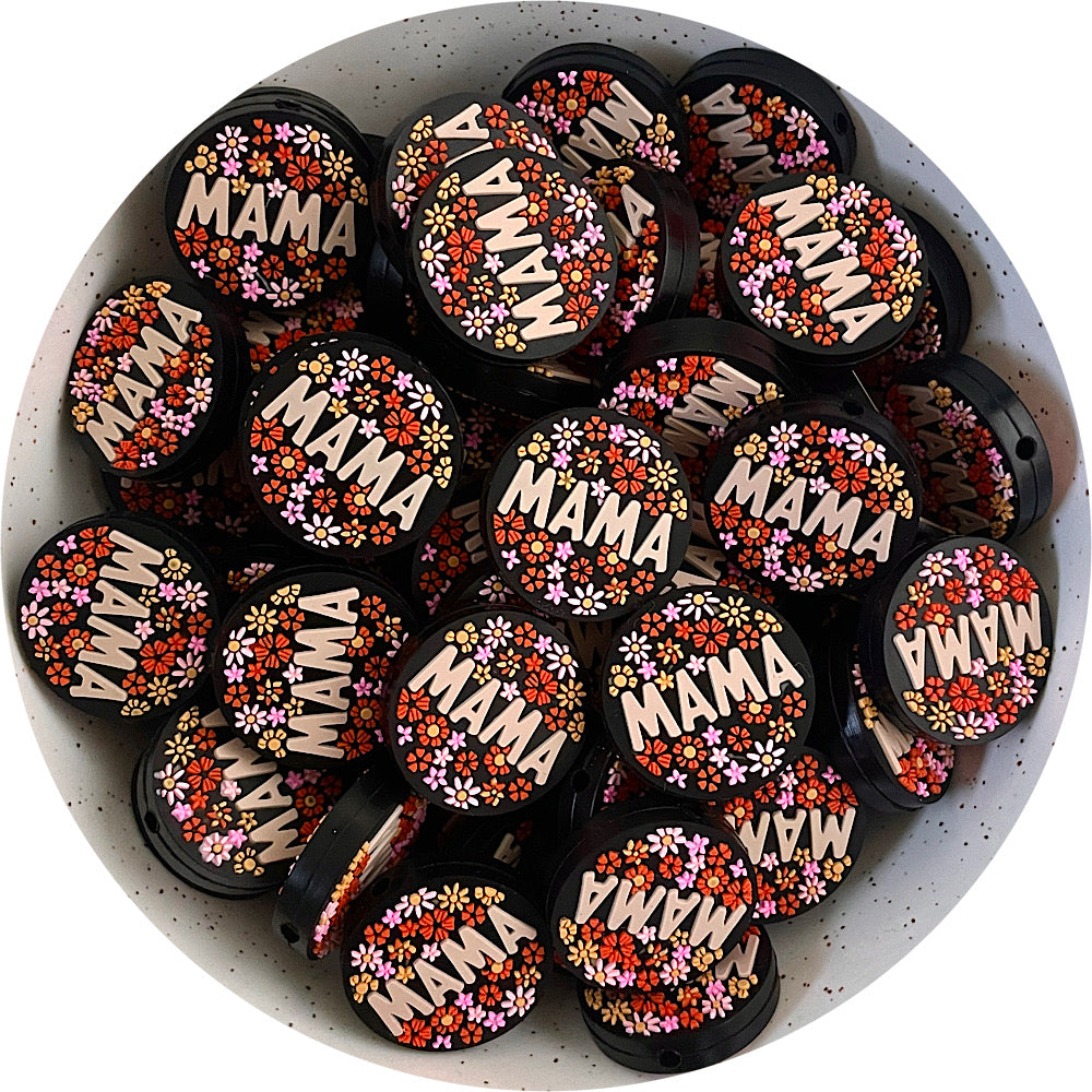 Floral MAMA Silicone Beads - 2 beads