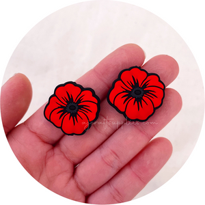 Poppy Focal Silicone Beads - 2 beads