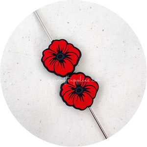 Poppy Focal Silicone Beads - 2 beads