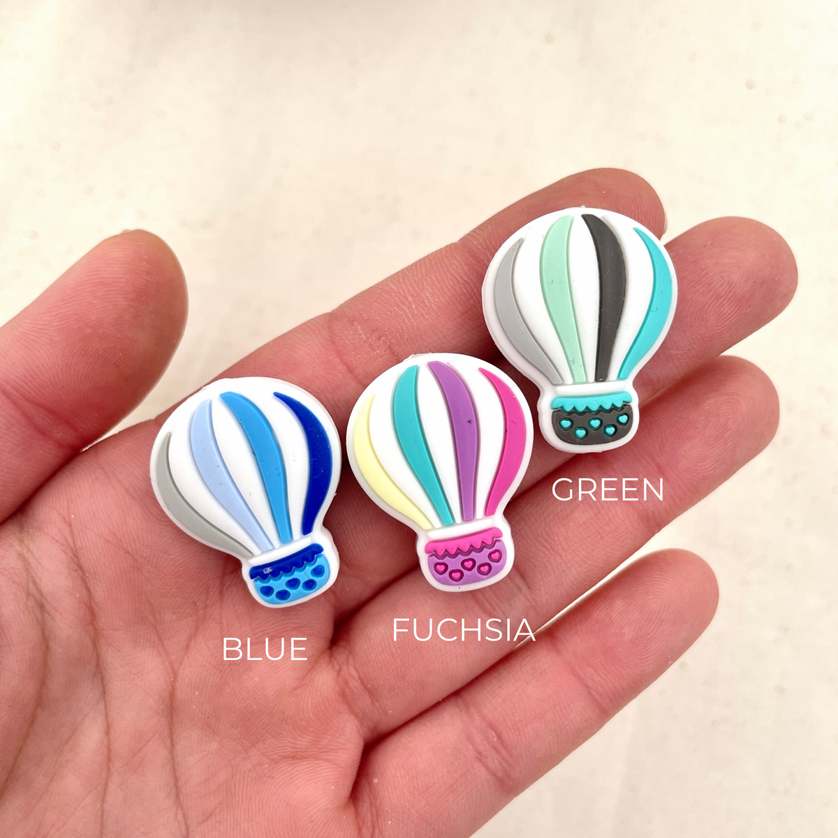 *CLEARANCE* Hot Air Balloon Silicone Focal Beads - Choose Your Colour - 10 Beads
