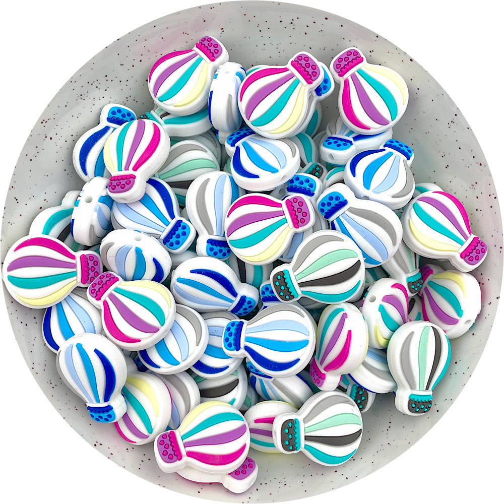 *CLEARANCE* Hot Air Balloon Silicone Focal Beads - Choose Your Colour - 10 Beads