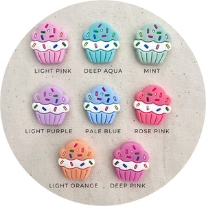 Cupcake Silicone Beads - CHOOSE YOUR COLOUR - 2 beads