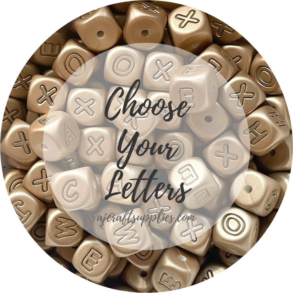 12mm Brushed Gold Silicone Letter Beads - Choose Your Letters - Each