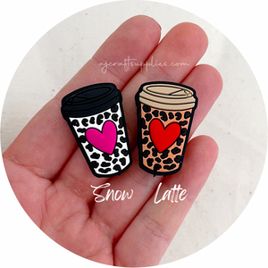 Leopard Love Coffee Cup Silicone Beads - CHOOSE YOUR COLOUR - 2 beads