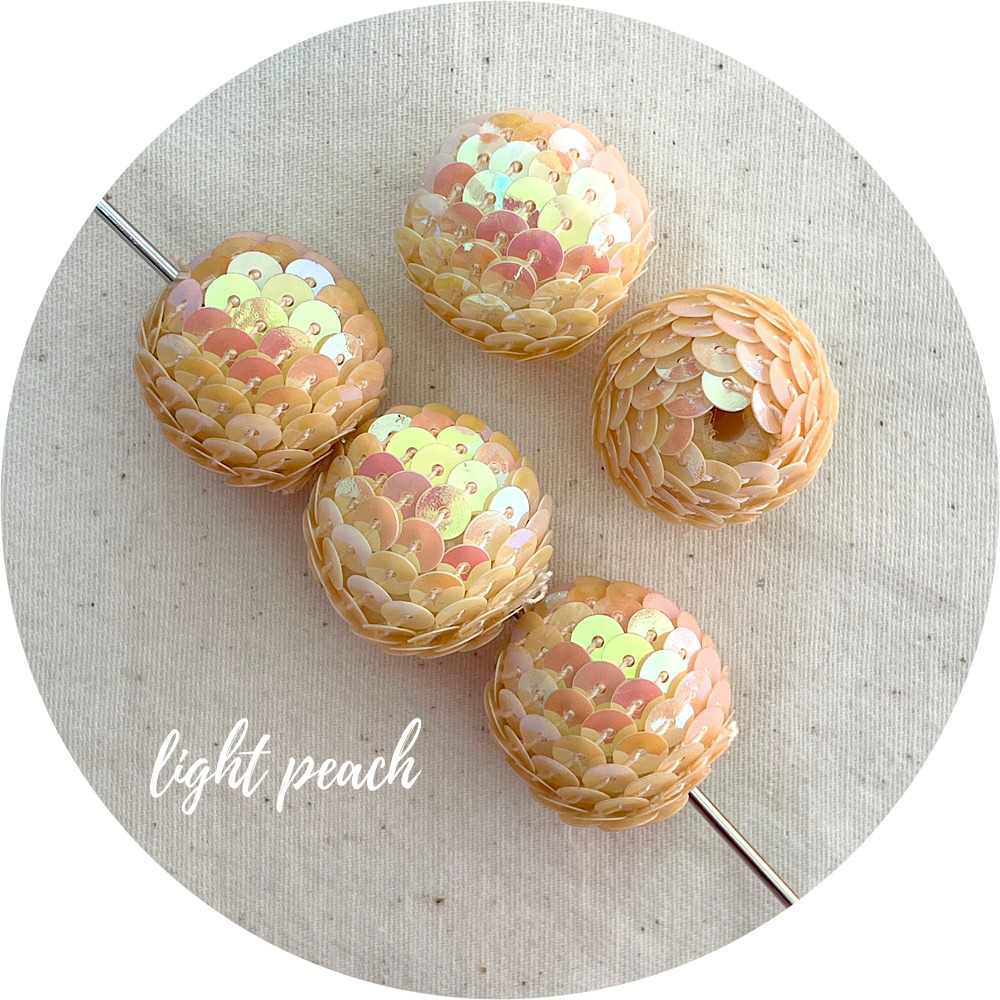 20mm Sequin Acrylic Beads - CHOOSE YOUR COLOUR - 5 beads