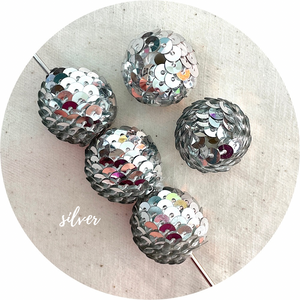 20mm Sequin Acrylic Beads - CHOOSE YOUR COLOUR - 5 beads