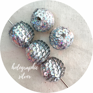 20mm Sequin Acrylic Beads - CHOOSE YOUR COLOUR - 5 beads